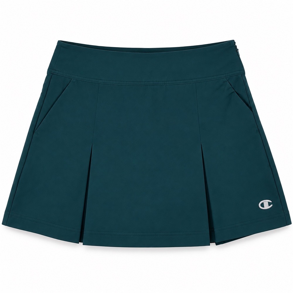 Champion Womens Pleated Golf Tennis Skort Teal Green Size 2 Side Zip Pockets